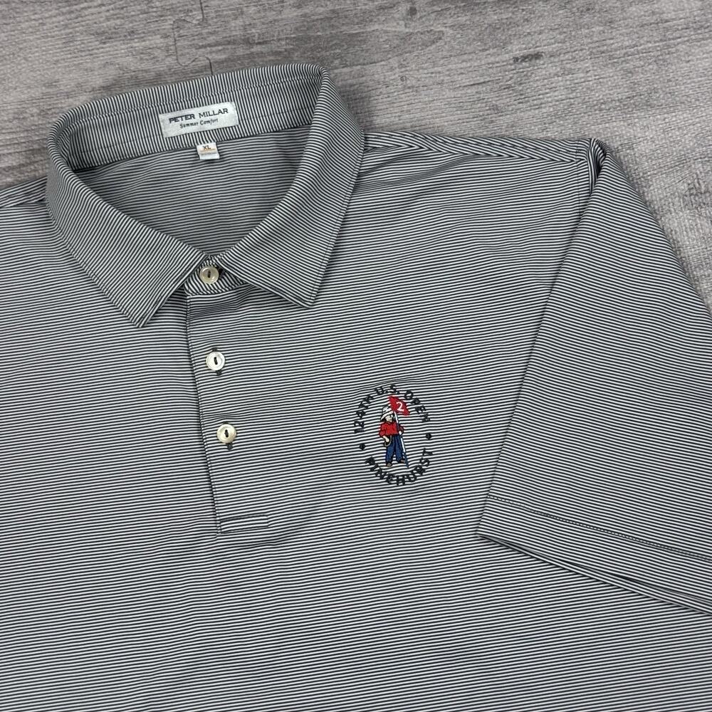 Peter Millar XL Polo Shirt Summer Comfort Pinehurst 124th US Open Grey Preppy